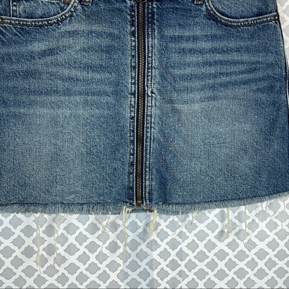 EUC Free People Zip It Up Denim Mini Skirt In Blue - Picture 4 of 11